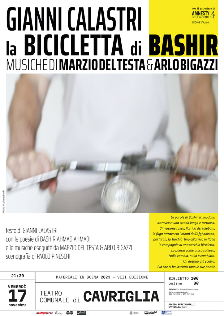 Materiali In Scena 2023 - Teatro di Cavriglia : GIANNI CALASTRI con MARZIO DEL TESTA e ARLO BIGAZZI in "La bicicletta di Bashir" > 17.11.2023