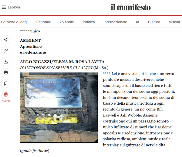 ARLO BIGAZZI . ELENA M. ROSA LAVITA - D'altronde sono sempre gli altri . CD + MC