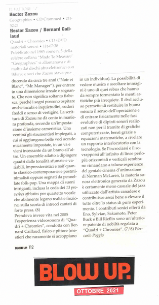 HECTOR ZAZOU & BERNARD CAILLAUD - Quadri+Chromies . CD+DVD