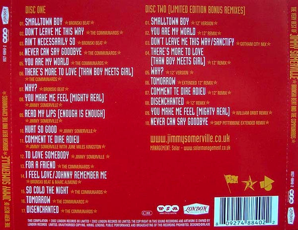 JIMMY SOMERVILLE, BRONSKI BEAT AND THE COMMUNARDS - The Very Best Of . 2CD