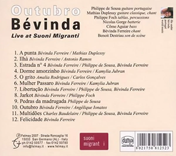 Bévinda – Outubro: Live at Suoni Migranti . CD