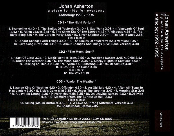 JOHAN ASHERTON - A Place to Hide for Everyone . 3 CD