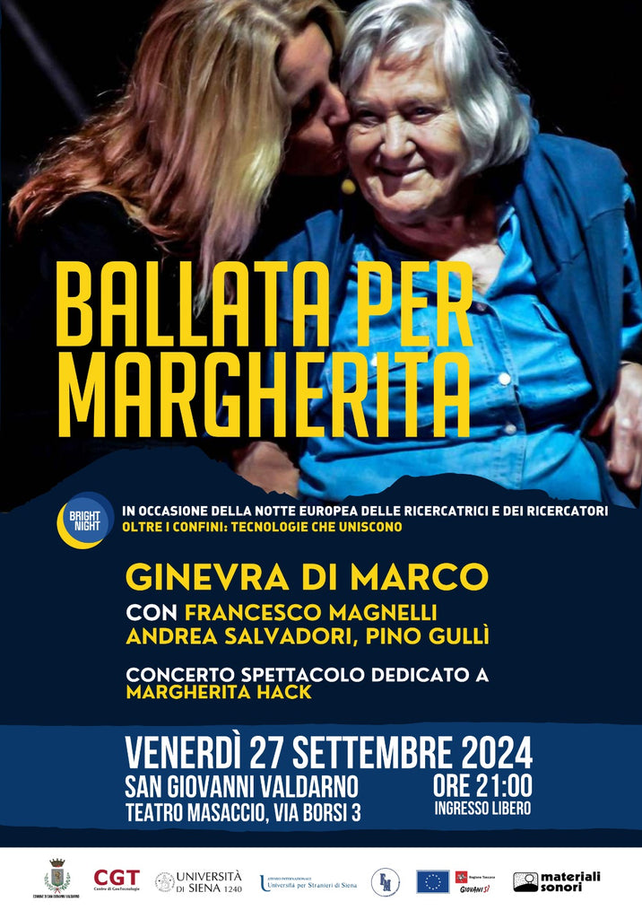 GINEVRA DI MARCO a San Giovanni Valdarno in un concerto per ricordare MARGHERITA HACK.