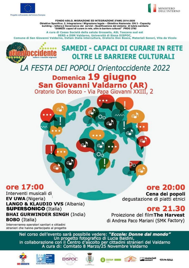 San Giovanni Valdarno : FESTA DEI POPOLI - ORIENTOCCIDENTE Oltre le barriere culturali > 19.06.2022 - dalle ore 17