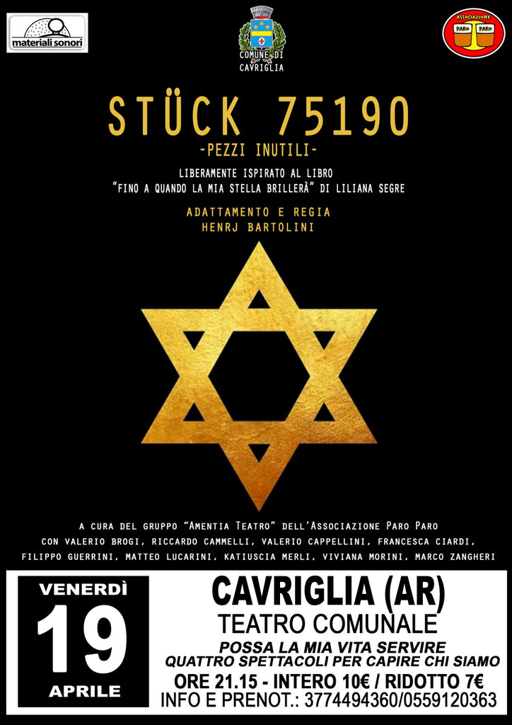 “Stuck 75190 - Pezzi inutili”, il racconto di Liliana Segre al Teatro Comunale di Cavriglia (AR)