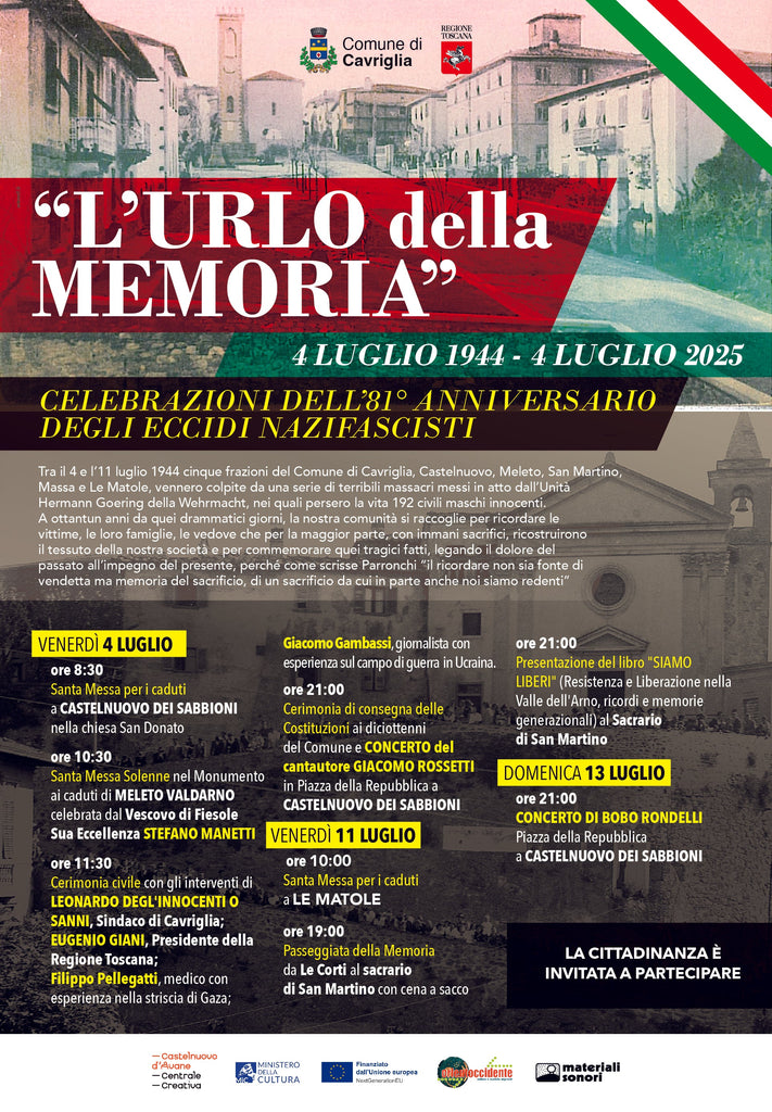 Orientoccidente/L'URLO DELLA MEMORIA 2025: LE CELEBRAZIONI DEL MASSACRO DEL 4 LUGLIO 1944