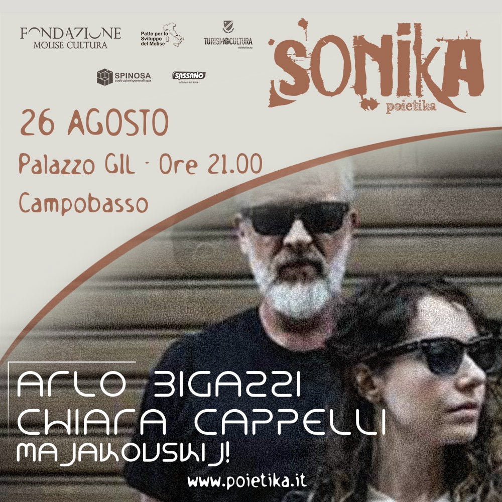 ARLO BIGAZZI & CHIARA CAPPELLI con "Majakovskij!" ai festival Sonika Poietika (Campobasso) e Time Zones (Bari)