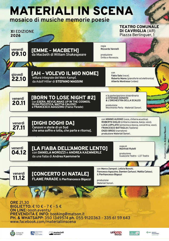 Al Teatro Comunale di Cavriglia inizia la XI edizione della rassegna MATERIALI IN SCENA.