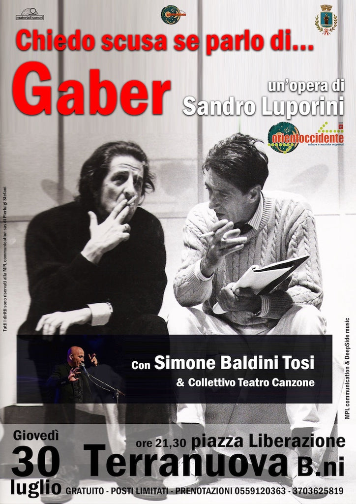 Orientoccidente 2020 -  Simone Baldini Tosi in "Chiedo scusa se parlo di... Gaber" > 30.07.2020