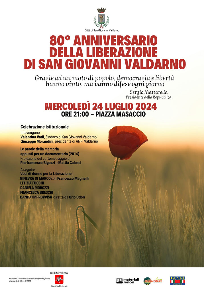 Orientoccidente 2024 > straordinarie voci di donne celebrano l'80mo Anniversario della Liberazione di San Giovanni Valdarno (AR) > 24.07.2024 - ore 21.15