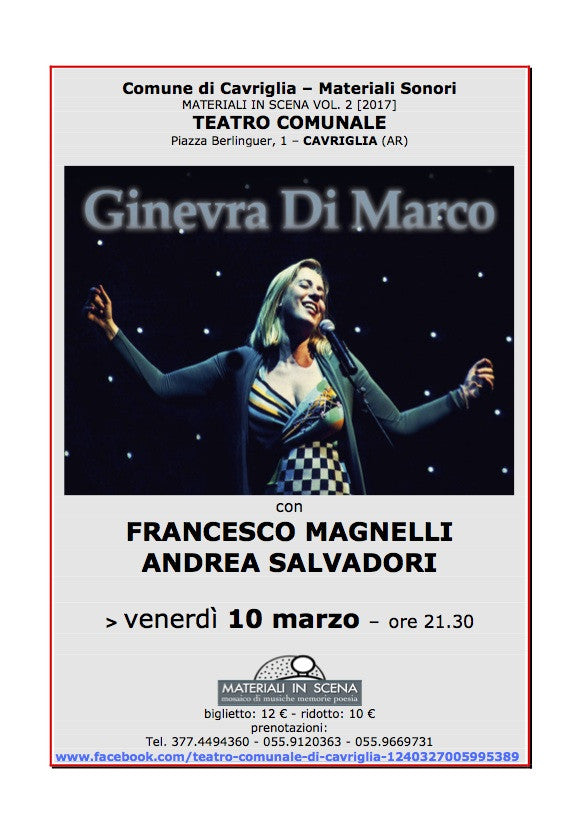 GINEVRA DI MARCO in concerto al Teatro di Cavriglia (AR)