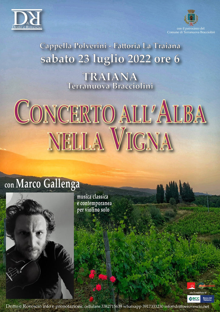 Orientoccidente 2022 > il violino di MARCO GALLENGA nella Vigna di Traiana all'Alba - Terranuova Bracciolini (AR) > 23.07.2022 - ore 6