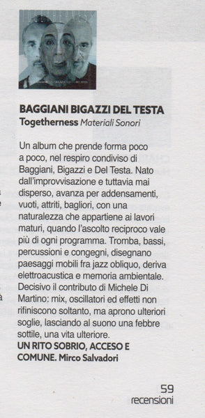 FRANCO BAGGIANI . ARLO BIGAZZI . MARZIO DEL TESTA - feat MICHELE DI MARTINO - Togetherness . CD