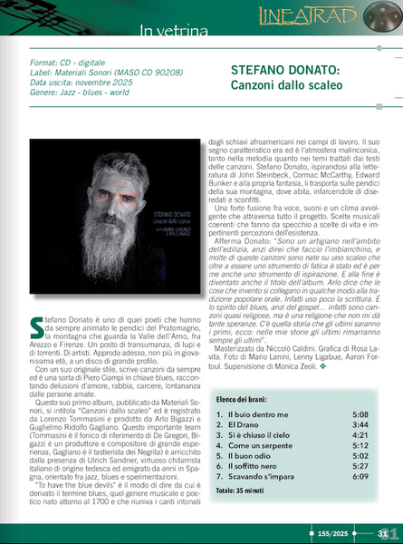 STEFANO DONATO with ULRICH SANDNER & ARLO BIGAZZI - feat GUGLIELMO RIDOLFO GAGLIANO - Canzoni dallo scaleo . CD