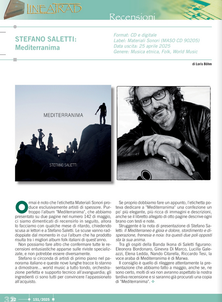 STEFANO SALETTI - Mediterranima . CD