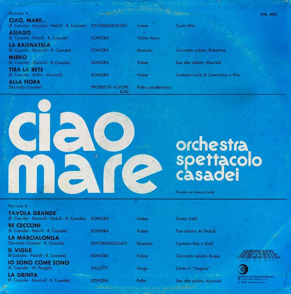 ORCHESTRA SPETTACOLO CASADEI - Ciao mare . LP