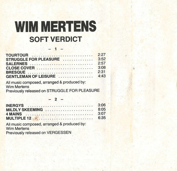 WIM MERTENS - Soft Verdict . MC