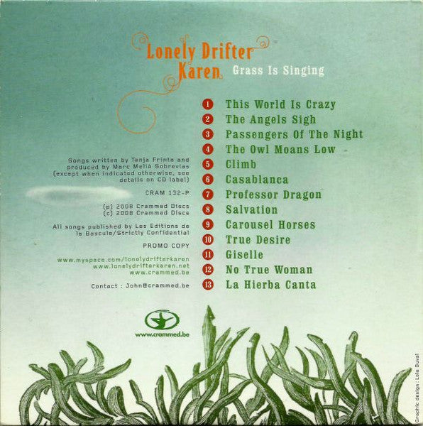 LONELY DRIFTER KAREN - Grass Is Singing . CD sleeve