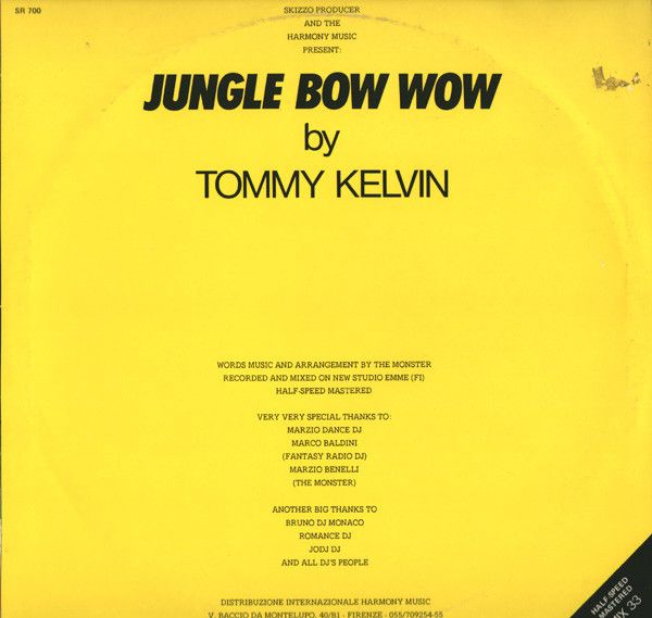 TOMMY KELVIN - Jungle Bow Wow . 12"