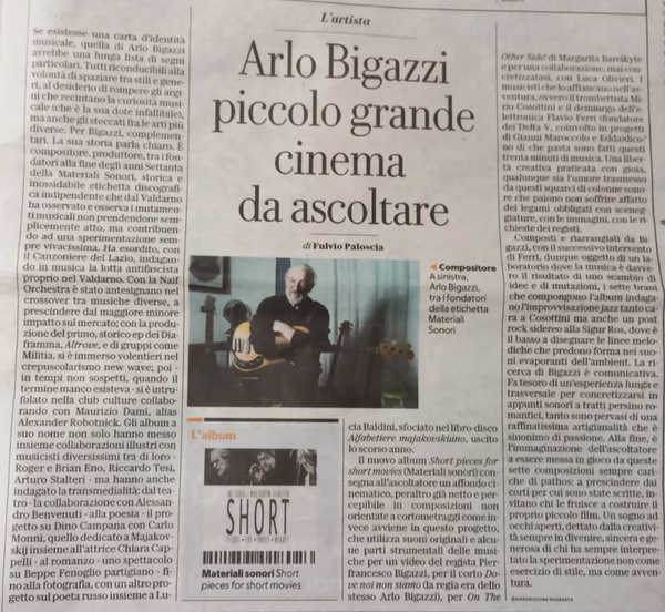 ARLO BIGAZZI feat. MIRIO COSOTTINI . FLAVIO FERRI - Short Pieces For Short Movie . CD