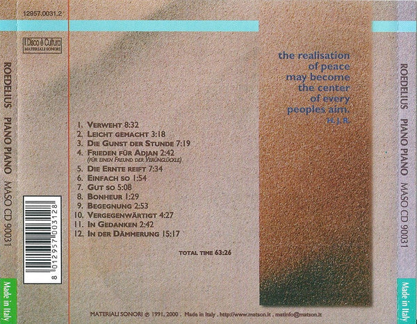 ROEDELIUS - Piano Piano . CD