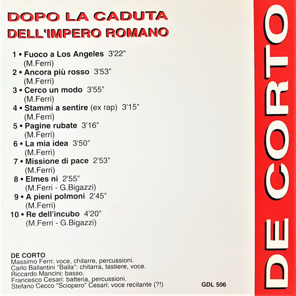 DE CORTO - Dopo la caduta dell'impero romano . CD
