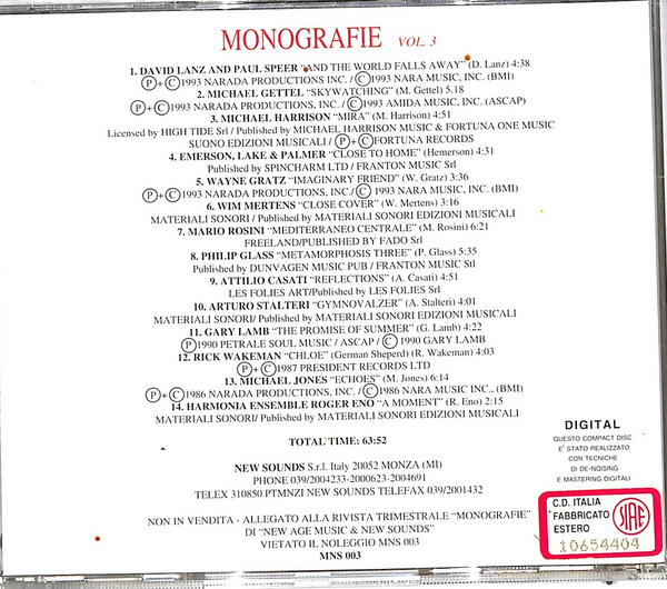 VARIOUS - Monografie Vol. 3 Pianoforte . CD
