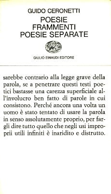 GUIDO CERONETTI - Poesie frammenti poesie separate . Book