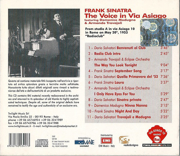 FRANK SINATRA - The Voice in Via Asiago . CD