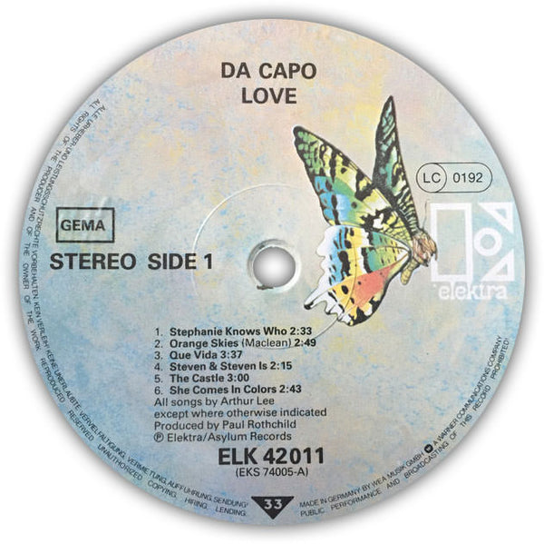 LOVE ‎– Da Capo . LP . Label 1