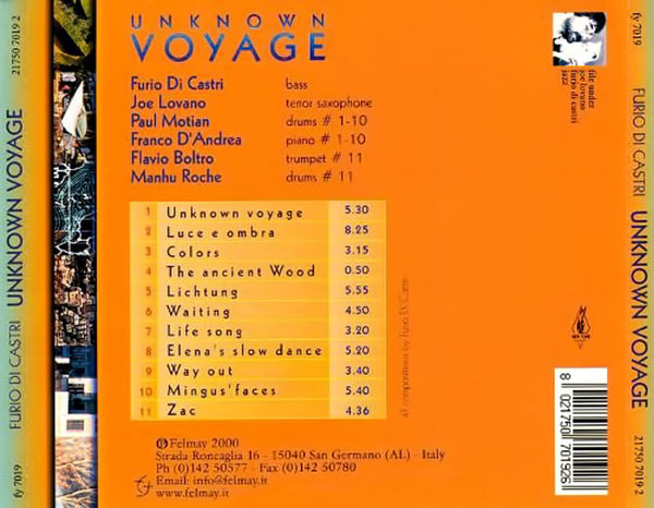 FURIO DI CASTRI - Unknown Voyage . CD