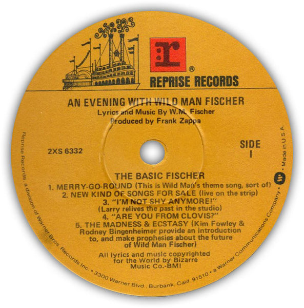 WILD MAN FISCHER – An Evening With Wild Man Fischer . 2LP . Label 1