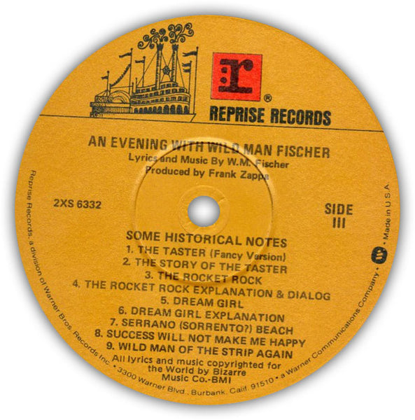 WILD MAN FISCHER – An Evening With Wild Man Fischer . 2LP . Label 3