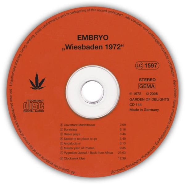 EMBRYO . Wiesbaden 1972 . CD