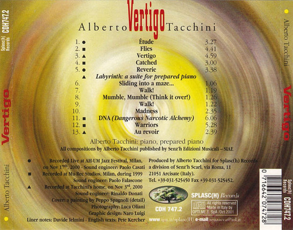 ALBERTO TACCHINI - Vertigo . CD