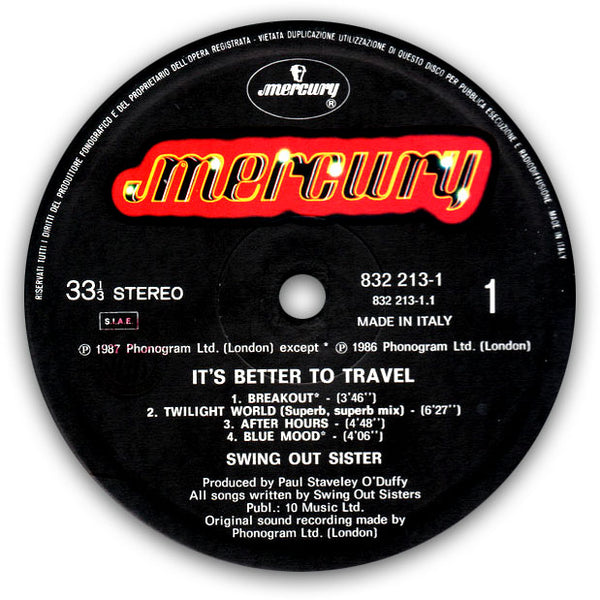 SWING OUT SISTER - It's Better To Travel . LP