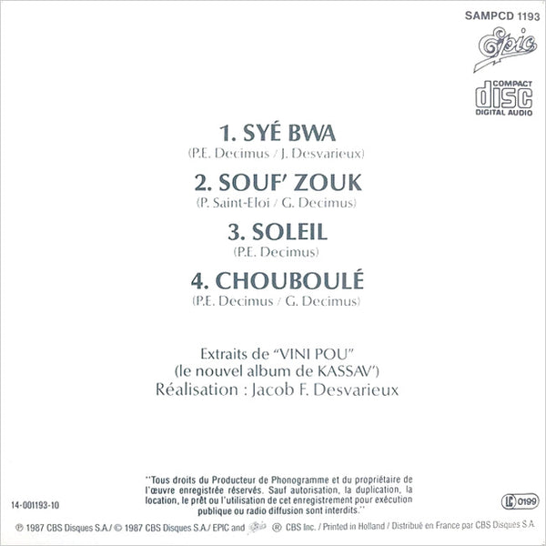 KASSAV - Syé Bwa . CD/EP Sleeve