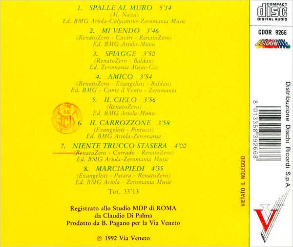 VARIOUS - Cantabase Renato Zero [ Basi Musicali ] . CD