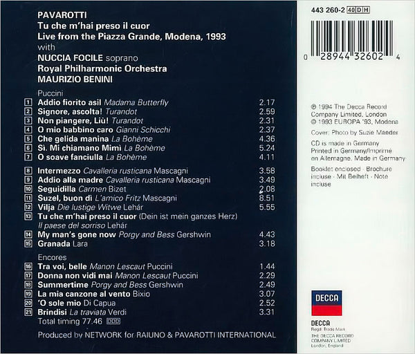 LUCIANO PAVAROTTI - Tu che m'hai preso il cuor . CD