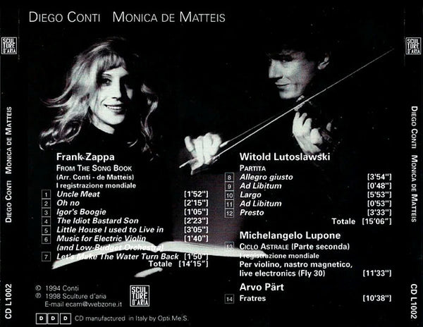 DIEGO CONTI & MONICA DE MATTEIS - Zappa/Lutoslawski/Loppone/Part . CD