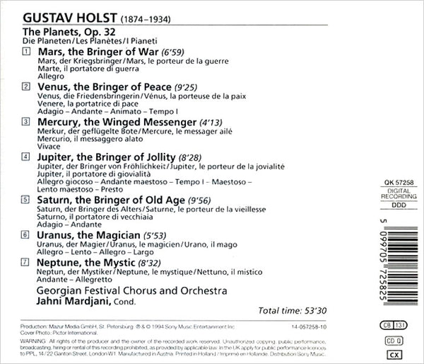 GUSTAV HOLST - The Planets . CD