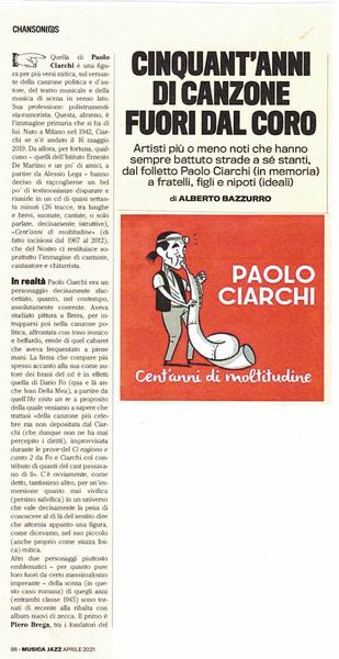PAOLO CIARCHI - Cent'anni di moltitudine . CD