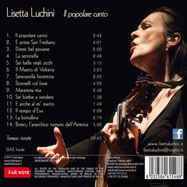LISETTA LUCHINI - Il popolare canto . CD