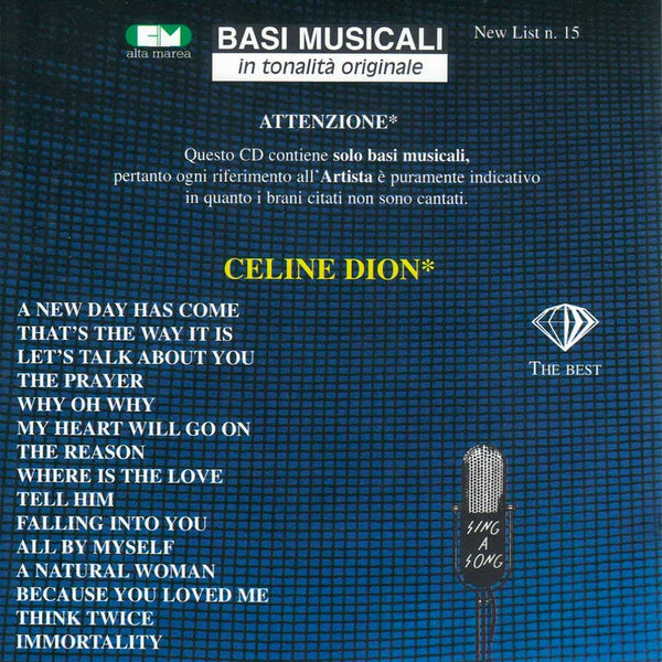 VARIOUS - Celin Dion [ Basi Musicali In Tonalità Originale ] . CD