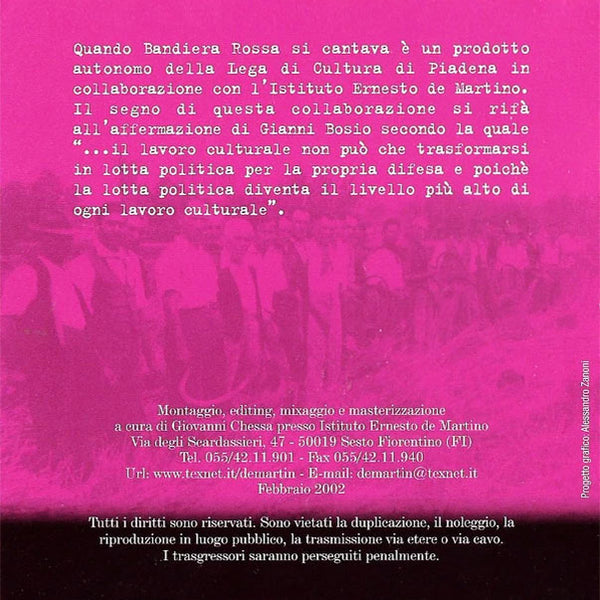 I GIORNI CANTATI DI CALVATONE E PIADENA - Quando Bandiera Rossa si cantava . CD