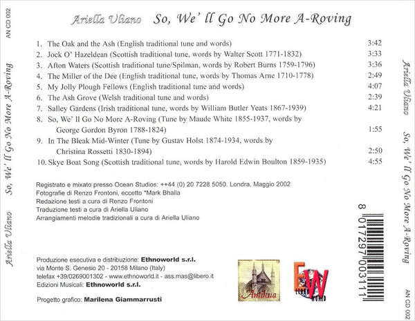 ARIELLA ULIANO - So, We'll Go No More A-Roving . CD