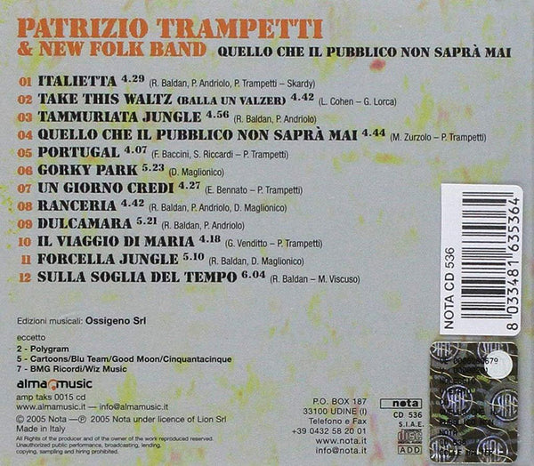 PATRIZIO TRAMPETTI & NEW FOLK BAND - Quello che il pubblico non saprà mai . CD