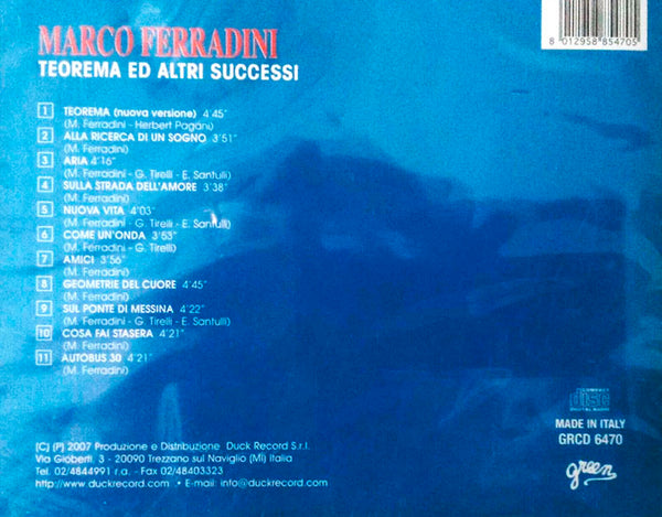 ( CANTAITALIA ) MARCO FERRANDINI - Teorema Ed Altri Successi . CD