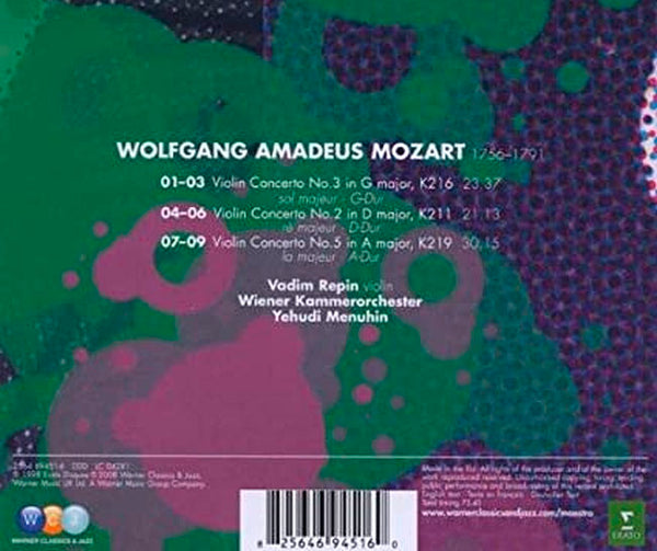 MOZART - Violin Concertos 2, 3 & 5 . CD