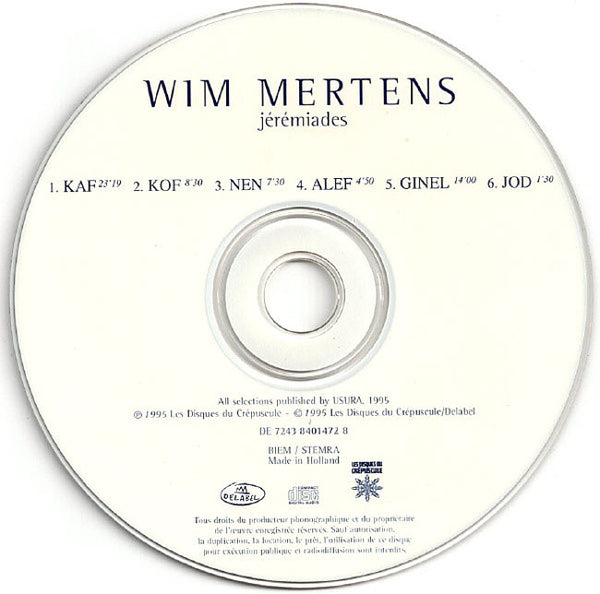 WIM MERTENS - Jérémiades - CD